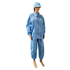 Blauer 5-mm-Streifen-Polyester-Flusenfreier ESD-Anzug für industrielle Arbeitskleidung