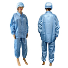 Blauer 5-mm-Streifen-Polyester-Flusenfreier ESD-Anzug für industrielle Arbeitskleidung