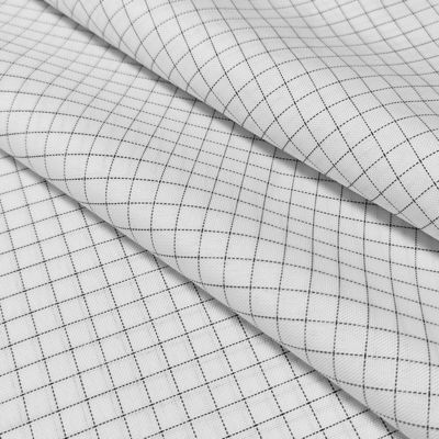 Weiß 7MM Gitter 65% Polyester+32% Baumwolle+2% Kohlenstofffaser T/C ESD Anti-statisches Gewebe für Reinraumbekleidung