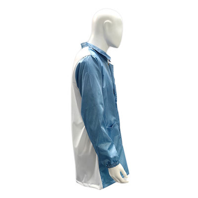 Reinraum-ESD-Antistatische Jacke mit Lapel-Zipper-Weißnetzrücken-Anti-statische Laborjacke
