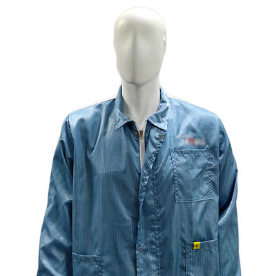 Reinraum-ESD-Antistatische Jacke mit Lapel-Zipper-Weißnetzrücken-Anti-statische Laborjacke