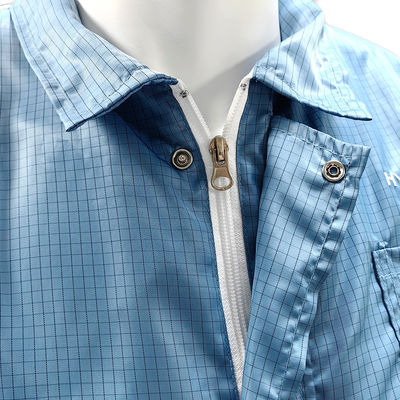 Reinraum-ESD-Antistatische Jacke mit Lapel-Zipper-Weißnetzrücken-Anti-statische Laborjacke