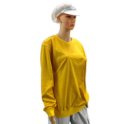 Gelb 5mm Streifen 99% Baumwolle + 1% Kohlenstofffaser ESD Anti-statische Langärme Shirt für das Labor