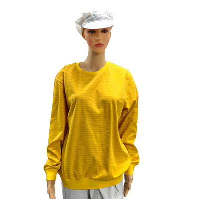 Gelb 5mm Streifen 99% Baumwolle + 1% Kohlenstofffaser ESD Anti-statische Langärme Shirt für das Labor