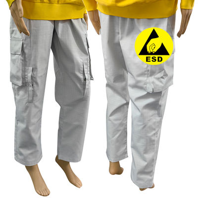 Antistatische Langhose Reinraum 67% Polyester+31% Baumwolle+2% Kohlenstofffaser Graue ESD-Hose
