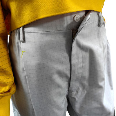 Antistatische Langhose Reinraum 67% Polyester+31% Baumwolle+2% Kohlenstofffaser Graue ESD-Hose