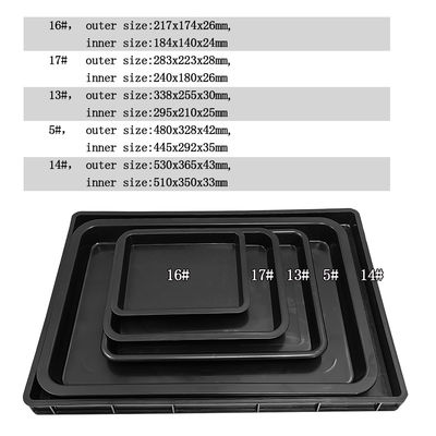 530x365x43mm ESD Antistatische Quadratschüsseln Schwarz Kunststoff Rechteckig Flaches ESD Schüsseln ESD Elektronischer Kreis Drehtisch