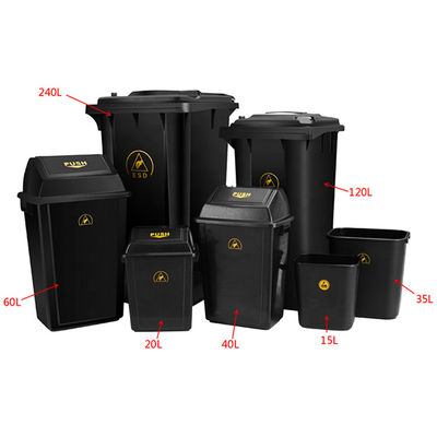 60L Cleanroom Plastic Large Capacity DES Garbage Bin with Lid 440*310*755MM
