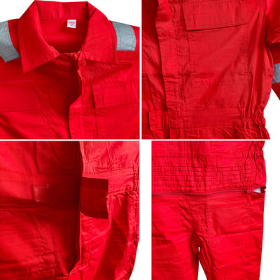Hochsichtbare reflektierende Sicherheitsbekleidung - 100% Baumwolle Rot-Coveralls