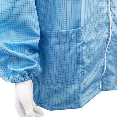 Blaue Anti-statische Labor-Mantel Gitter 98% Polyester 2% Kohlenstofffaser Stoff Jacke
