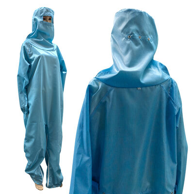 Blauer dreidimensionaler antistatischer Overall mit Kapuze und Maske