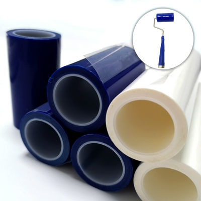 Weißes blaues Cleanroom 18m Wegwerf-PET klebrige Fussel-Rolle