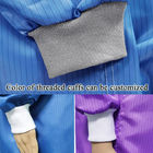 Cleanroom-Arbeitsrundhalsausschnitt purpurrotes Polyester des ESD-Jacken-5mm Streifen-99%