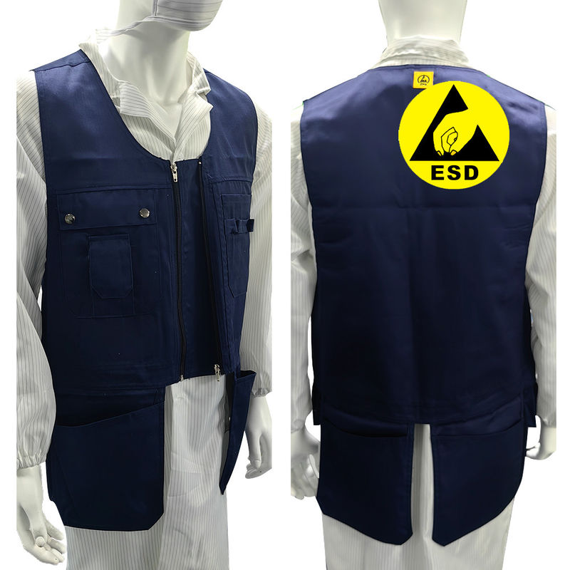 Navy Blue Denim Stoff-Werkzeugweste Anti-statische Werkzeug-Kit-Arbeitsweste für Elektriker