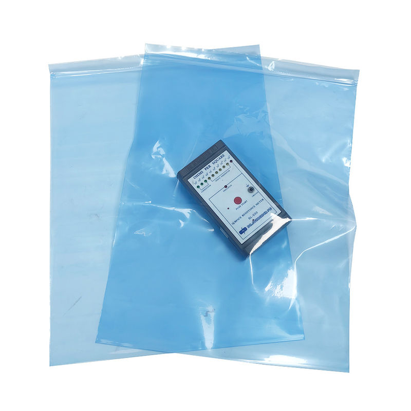Blaue PE-ESD-Zip-Schutzbeutel für Reinraumverpackungen für kleine und mittlere elektronische Komponenten